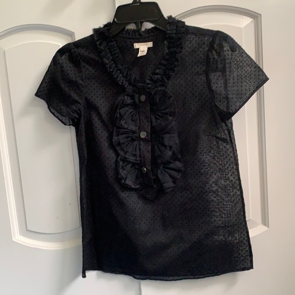 J. Crew Tops - J. Crew short sleeve top ruffle polka dot cotton